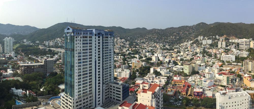Panoramic view of Costa Azul and Oceanic 2000 from the top of La Palapa