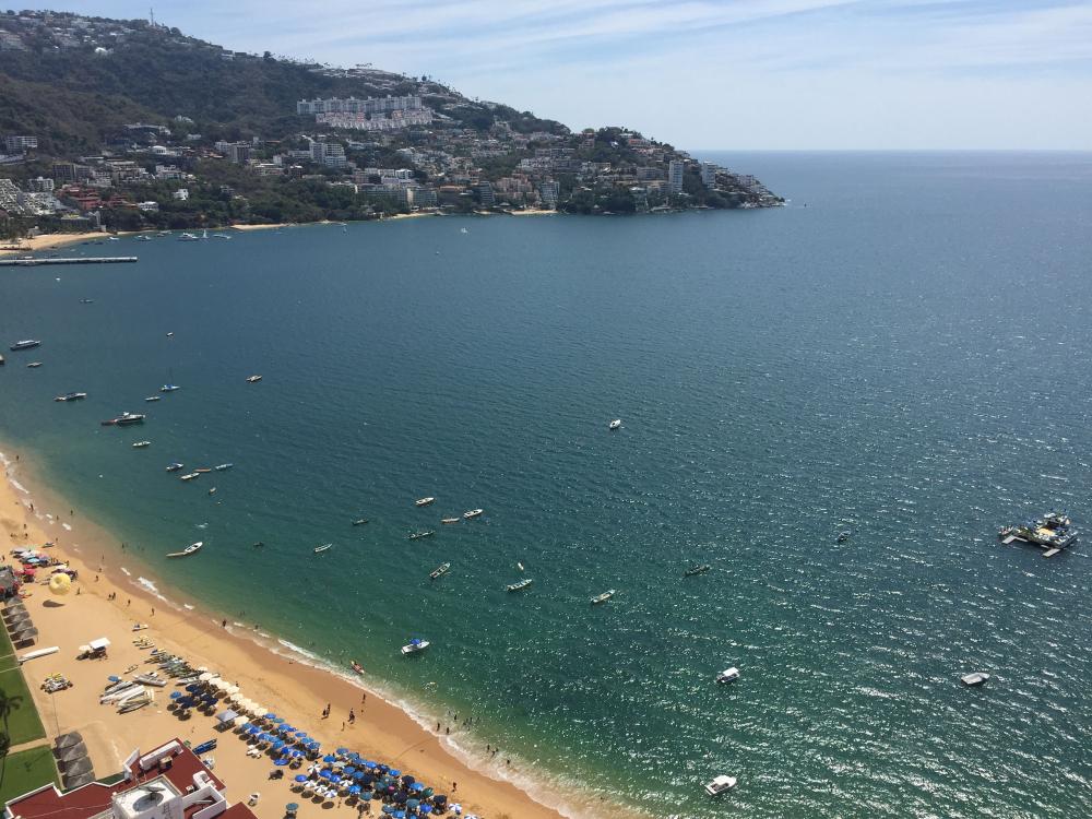 A view of Acapulco Bay and Las Brisas from the top of La Palapa Condo